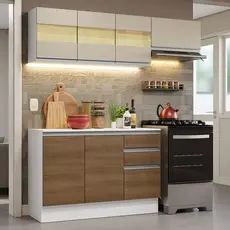 Armário de Cozinha Compacta 100% MDF 180cm Branco/Rustic/Crema Smart Madesa 03