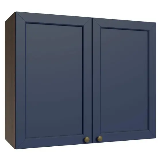 Armário Aéreo 80 cm 2 Portas Rustic/Azul Vik Madesa