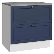 Balcão de Cozinha 80 cm 2 Gavetas Branco/Azul Vik Madesa