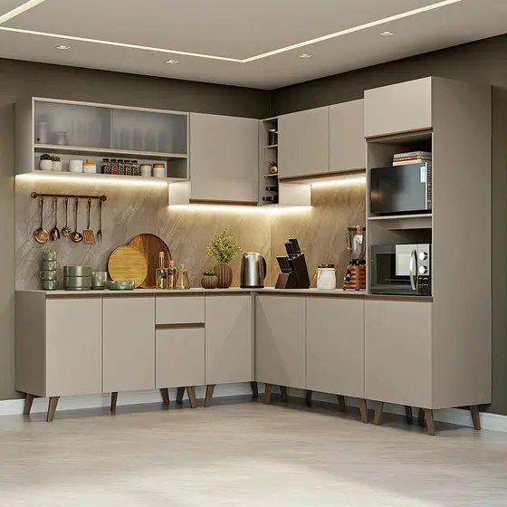 Armário de Cozinha Completa de Canto 445cm Nice Madesa 02