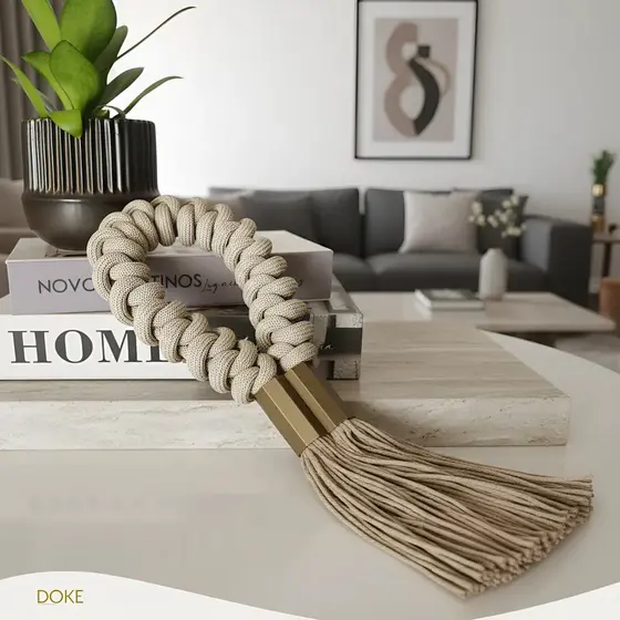Colar De Mesa Decorativa Corrente Elegante P/ Mesinhas de Centro Artesanal em Macramê Decoração Sala