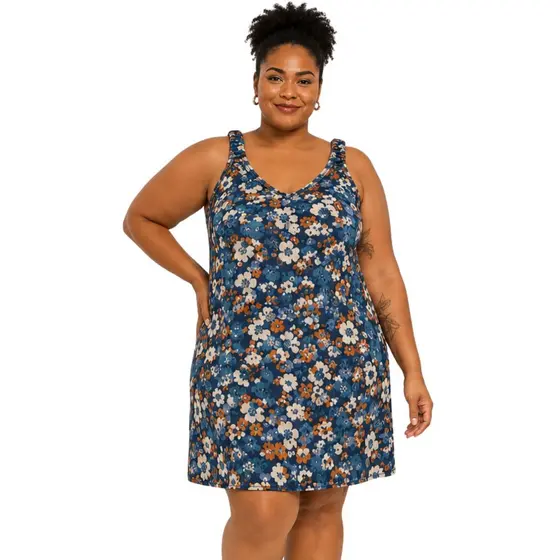 Vestido Midi Plus Size Casual Feminino
