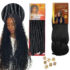 Kit Gypsy Braid Goddess Crochet Nina Cachos Fibra Japonesa 100g e Jumbo Tranças Afro