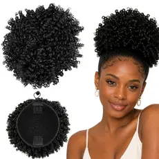 Cabelo Coque Afro Puff Cacheado Fibra Orgânica Toque Macio e Leve Com Pentes Internos E Elástico Ajustável