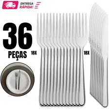 Faqueiro 36 Ou 12 Talheres Aço Inox – Garfos e Facas Reforçados p/ Restaurante, Buffet e Cozinha