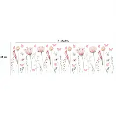 Adesivo Decorativo de Parede Recorte Flores Suspensas Jardim 1,00 metro