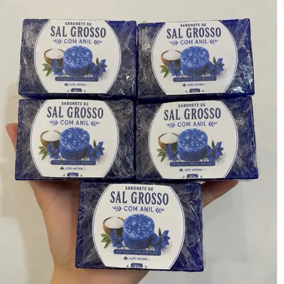 5 Sabonetes de Sal Grosso com Anil 90g
