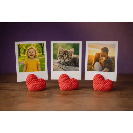 Porta Retrato de Fotos Coração – Porta Foto Polaroide Decorativo (2, 3 ou 5 Unidades)