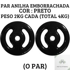 Anilha 2kg o Par total 4kg Emborrachados Ferro Fundido Treino Em Casa Peso de Academia Promoção