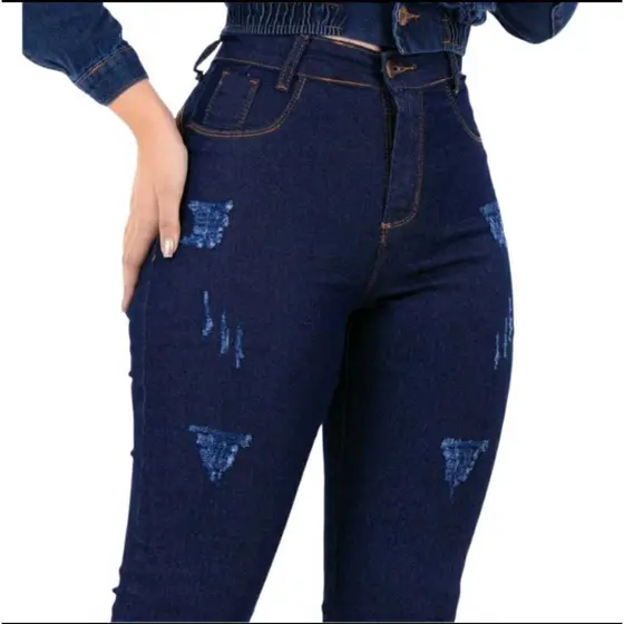 Calça Jeans Feminina Levanta Bumbum Cintura Alta Com Lycra Skinny