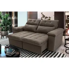 Sofá Retrátil Reclinável Verona 2,00m Suede Velut Tabaco  Molas no Assento - King House