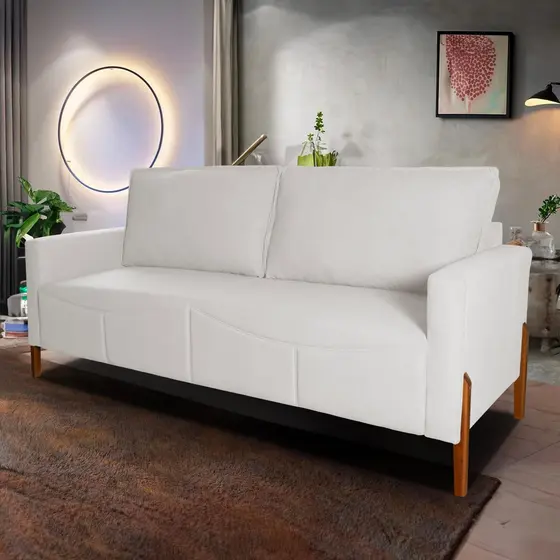 Sofá Living Florença 2,10m Bouclê Off White - King House