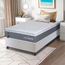 Conjunto Box Branco Luanda Cinza Espuma D28 Solteiro 88x188x62 - King House