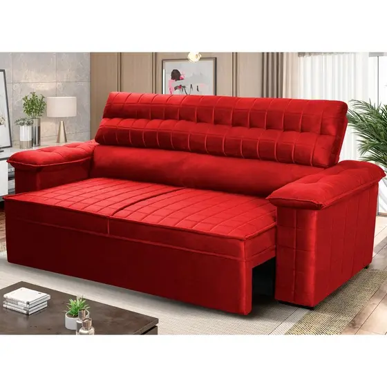 Sofá Retrátil Reclinável 2 lugares 1,50m Quantum Suede Velut Vermelho - King House