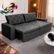 Sofá Cama Bangkok Sem Caixa 2,30m Retrátil e Reclinável Com Molas Velut Cinza- King House