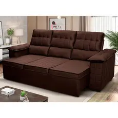 Sofá Retrátil Reclinável 4 lugares 2,30m Quantum Suede Velut Marrom - King House
