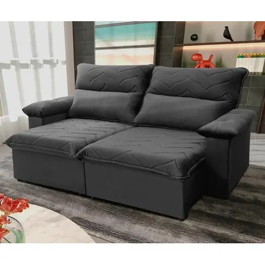 Sofá Retrátil Reclinável Paris 1,50m Suede Velut Cinza Molas no Assento - King House