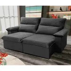 Sofá Retrátil Reclinável Paris 1,50m Suede Velut Cinza Molas no Assento - King House