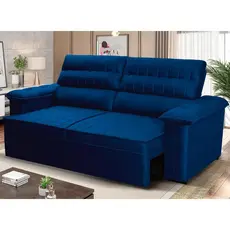 Sofá Retrátil Reclinável 3 lugares 2,00m Quantum Suede Velut Azul - King House