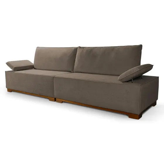 Sofá Living Braço Articulado Deluxe 2,30m Bouclê Marrom
