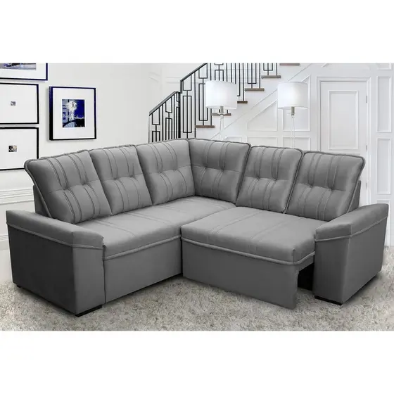 Sofá Canto London Cinza Suede Velut - King House