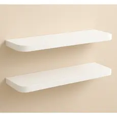 KIT 2 PRATELEIRA DECORATIVA 90x20CM NICHO EM MDF BRANCO BORDA CURVA BRANCO