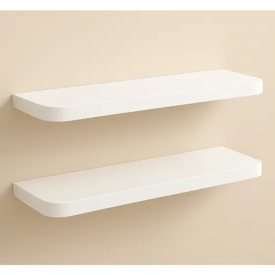 KIT 2 PRATELEIRA DECORATIVA 45x20CM NICHO EM MDF BRANCO BORDA CURVA BRANCO