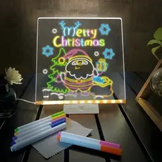 Luminária LED Escrever Abajur 3D 15X15 quadro de notas tela pra escrever decoração quarto sala casa em acrílico Super