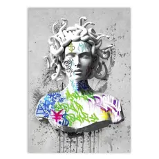 Placa Quadro Decorativo Grafite Medusa Banksy Arte De Rua Decoração Poster Quarto Sala