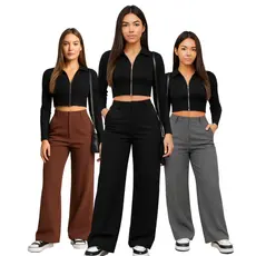Calça Pantalona Alfaiataria Cintura Alta e com Bolso P ao GG
