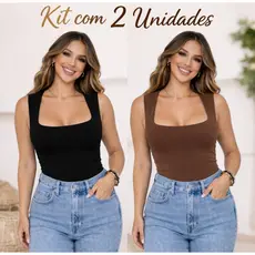 Kit com 2 BODY SUPLEX Decote Quadrado