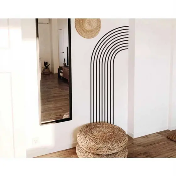 Adesivo Decorativo Parede Autocolante Linhas Meio Arco Geometrico minimalista