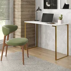 Escrivaninha Industrial Rafaela Com Pés Em Aço Dourado 90cm
