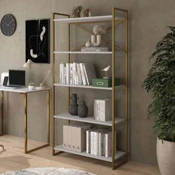 Estante Multiuso A1,83xL90cm em Aço com 5 Prateleiras Branco