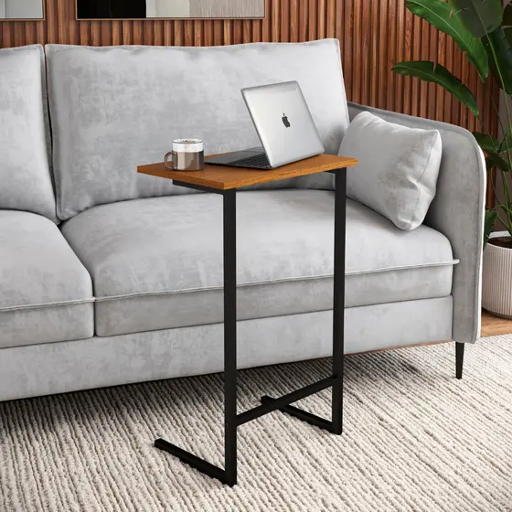 Mesa Lateral Apoio Suporte P/ Sofá Notebook Em Aço Compacta