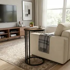 Mesa lateral Apoio Lateral em Aço e Tampo MDF