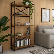 Estante Livreiro em Aço com Prateleiras Marrom A1,83xL90cm