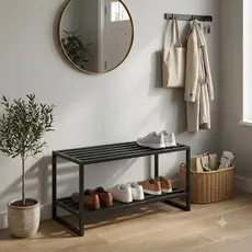 Banco Sapateira Assento Multiuso Jasmin em Aço 80cm
