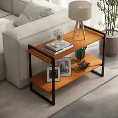 Aparador Estante Mesa Lateral Sala em aço com 2 prateleiras