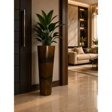 Vaso Ibiza de Polietileno Para Plantas Flores Decorativo Coluna Lisa Polida Marmorizada Slim Grande 68 cm