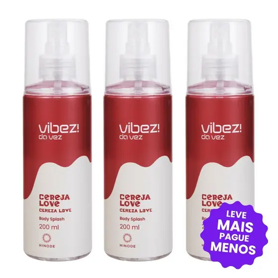 Kit 3 Body Splash Vibez da Vez! Cereja Love