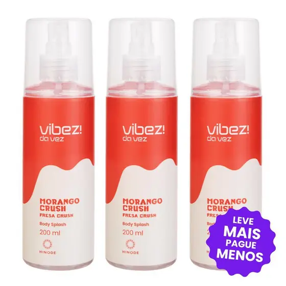 Kit 3 Body Splash Vibez da Vez! Morango Crush