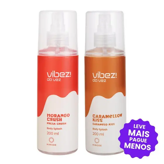 Kit 2 Body Splash Vibez da Vez! Morango Crush + Caramellow Kiss