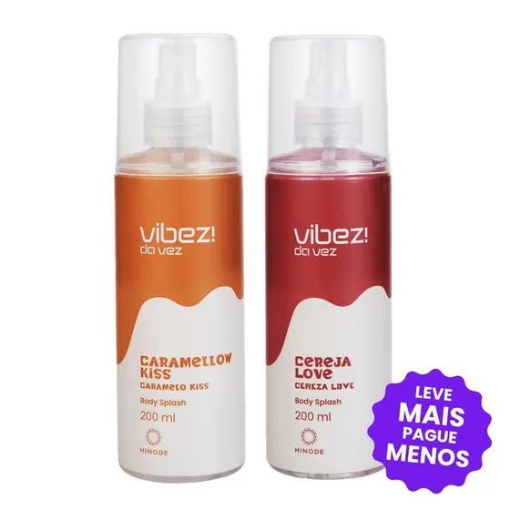 Kit 2 Body Splash Vibez da Vez! Caramellow Kiss + Cereja Love