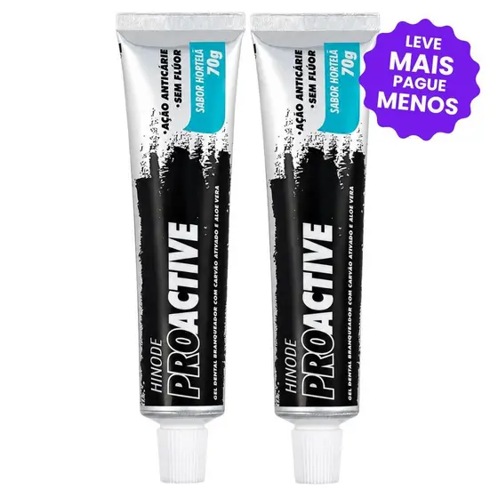 Kit 2 Géis Dentais com Carvão Ativado e Aloe Vera Proactive 70g
