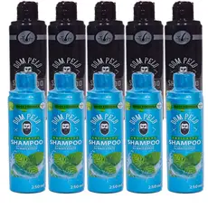 Kit com 5x Shampoos Anticaspa + 5x Shampoos Escurecedores Dom Pelo 250ml - Reduz Fios Brancos - Pronta Entrega