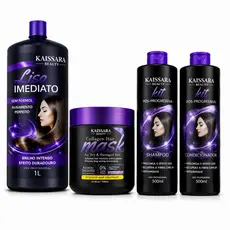 Kit Progressiva Kaissara Beauty – Liso Imediato + Máscara Collagen Hair + Shampoo e Condicionador Pós-Progressiva