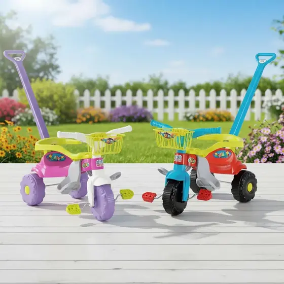 Carrinho de Passeio Triciclo Infantil Tico-Tico Festa Com Aro - Magic Toys