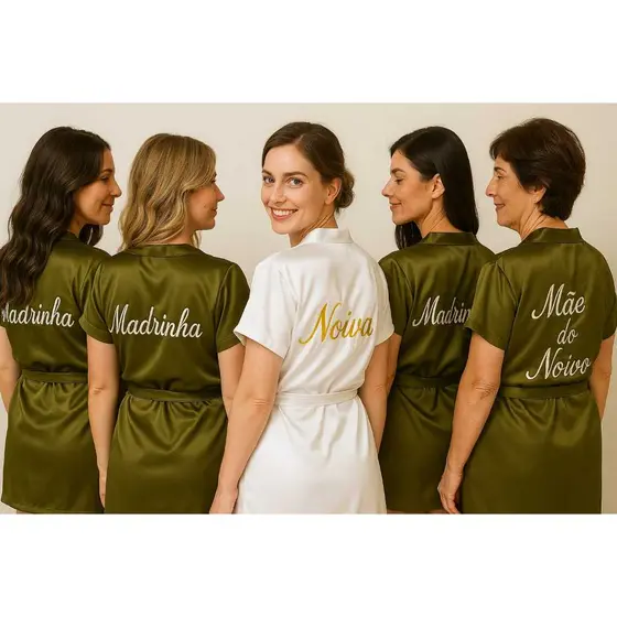 Robe bordado personalizado noiva, mãe da noiva, madrinha