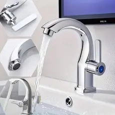 Torneira Metal Brilhante cromada para lavatório de banheiro Bica em cascata